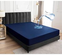 Sufdari Coprimaterasso impermeabile matrimoniale 150x200cm Copriletto per letto, coprimaterasso con tasche profonde 30 cm con elastico in gomma- Blu Navy