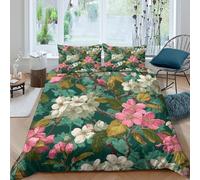 SUFFERBOW Dogwood bianco Copripiumino 3 Pezzi 3D Stampa Digitale Floreale Set Copripiumino Con Cerniera E Federe Microfibra Morbido Set Di Biancheria Da Letto Per Bambini King（220x240cm）