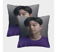 SUFFERBOW Gong Yoo Federa Per Cuscino Set Di 2 Per Divano Giardino Cuscini Decorativi Attore coreano Copricuscino Lavabile in Lavatrice Copricuscino 50x50cm
