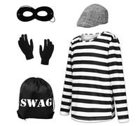 Suffolly World Book Day Costumi Burglar Bill Costume Rapinatore Costume (B, 120)