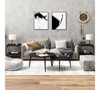 Sufrk 2 tavolini neri 40 x 40 x 40 cm, in legno ingegnerizzato, tavolino da comodino moderno in legno, per casa, camera da letto, soggiorno, facile da montare, per corridoio, tavolino da caffè