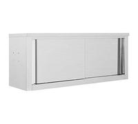Sufrk Armadio da Cucina ad Ante Scorrevoli 120x40x50cm Acciaio Inox,Armadio Sospeso in Truciolato Armadio Salvaspazio Mobile Sospeso Soggiorno Armadio Cucina Armadio Legno Armadio da Cucina Mobili Sos