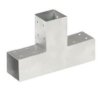 Sufrk Connettore per Pali a Forma di T in Metallo Zincato 71x71 mm,Angolo per palo per Legno, Argento Supporto per Pali,per Gazebo e Porticati,da Avvitare,per Fissaggi su Calcestruzzo