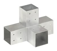 Sufrk Connettore per Pali a Forma di X in Metallo Zincato 81x81 mm,Angolo per palo per Legno, Argento Supporto per Pali,per Gazebo e Porticati,da Avvitare,per Fissaggi su Calcestruzzo