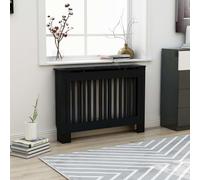 Sufrk Copertura per Radiatore Nera 112x19x81,5 cm in MDF,Copritermosifone a Doghe Moderno ed Elegante per la Casa,in MDF e Acciaio