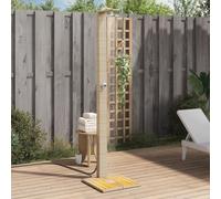Sufrk Doccia da Esterno Beige 50x55x224 cm Polyrattan e Legno Acacia,Doccia da Giardino,con Pedana e Soffione,Rustico - Doccia da Esterno,per Piscina,Campeggio