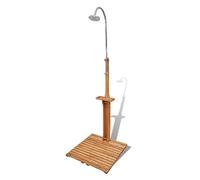 Sufrk Doccia da Giardino in Legno,Doccia da Giardino,con Pedana e Soffione,Rustico - Doccia da Esterno,per Piscina,Campeggio