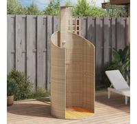 Sufrk Doccia Esterno Beige 100x100x241,5 cm Polyrattan e Legno Acacia,Doccia da Giardino,con Pedana e Soffione,Rustico - Doccia da Esterno,per Piscina,Campeggio