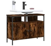 Sufrk Mobile Lavabo Bagno Rovere Fumo 80x30x60 cm Legno Multistrato,Mobile Sottolavabo per Bagno Mobiletto a Terra Sottolavandino Armadietto