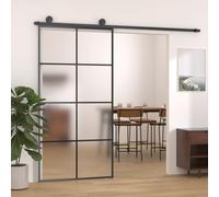 Sufrk Porta Scorrevole in Vetro ESG e Alluminio 102,5x205 cm Nera - Interna Smerigliata per Bagno, Cucina, Studio