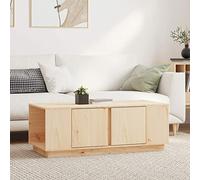 Sufrk Tavolino da Salotto 110x50x40 cm in Legno Massello di Pino - Tavolo da Caffè con 2 Ante e 4 Scomparti - Coffee Table - Arredamento Casa