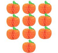 Sugamm 10 Pack 3D Carta Zucca Nido d'Ape Decorazioni Appese Lanterna Tessuto Palla Halloween Festival Festa Ornamento Forniture Cucina Tavolo Decorazione Carta Centrotavola per Nozze (Verde Ramo)