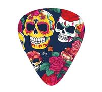Sugar And Skulls And Flowers Eccezionale plettro per chitarra - Plettro su un solo lato in materiale ABS - Spessore diverso per un'esperienza musicale varia - Ideale per chitarre e ukulele, plettro