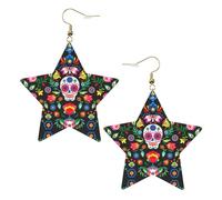Sugar and Skulls and Flowers - Orecchini da donna alla moda, orecchini pendenti celesti, gioielli a forma di stella per un versatile, One Size, Pelle