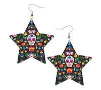 Sugar and Skulls and Flowers - Orecchini da donna alla moda, orecchini pendenti celesti, gioielli a forma di stella per un versatile, One Size, Pelle