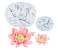 Sugar Flipping Silicone Mold 2Pcs Lotus A Forma Di Silicone Torta Al Cioccolato Profumato Candela Sapone Gelatina Stampo Grigio
