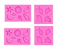 Sugar Flipping Silicone Mold 4 Pezzi A Forma Di Frutta Silicone Cioccolato Fai Da Te Gelatina Budino Fondente Stampo Da Forno Rosa
