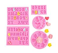 Sugar Flipping Silicone Mold 4 Pezzi Lettera Forma Fondente Cioccolato Silicone Cottura Torta Budino Gelatina Stampo Rosa