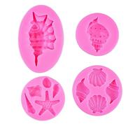 Sugar Flipping Silicone Mold 4Pcs Conchiglia Stella Marina Forma Fondente Silicone Fai Da Te Torta Decorazione Cioccolato Biscotto Stampo Rosa