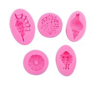 Sugar Flipping Silicone Mold 5 Pezzi Perla Conchiglia Conchiglia Forma Fondente Cottura Silicone Gelatina Budino Cioccolato Stampo Rosa