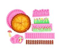 Sugar Flipping Silicone Mold 5 Pezzi Recinzione Fungo Fiore Pianta Forma Fondente Torta In Silicone Cottura Gesso Cioccolato Torta Stampo Rosa