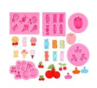 Sugar Flipping Silicone Mold 5Pcs Cherry Candy Crown Bud Shaped Cake Decorazione Silicone Cioccolato Dessert Jelly Mold Rosa