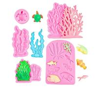 Sugar Flipping Silicone Mold 5Pcs Corallo Tartaruga Alga Forma Fondente Silicone Cioccolato Decorazione Torta Biscotto Stampo Rosa