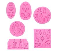 Sugar Flipping Silicone Mold 6 Pezzi Di Torta In Silicone Fondente A Forma Di Natale Biscotti Da Forno Fatti In Casa Stampo Per Gelatina Rosa