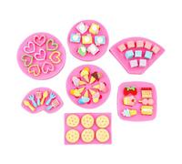 Sugar Flipping Silicone Mold 7Pcs Cute Shape Silicone Cake Jelly Chocolate Pudding Fondente Stampo Da Forno Rosa