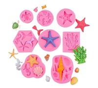 Sugar Flipping Silicone Mold 8 Pezzi Di Forma Dell'Oceano Silicone Fondente Torta Decorazione Cioccolato Fai Da Te Fondente Cottura Biscotto Stampo Rosa