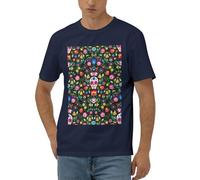 Sugar Horror Skull and Flowers Camicia casual a maniche corte da uomo in morbido tessuto elasticizzato confortevole maglietta moderna per casa lounge, blu navy, 3XL