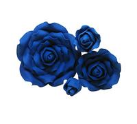 Sugar Roses - Quality Handmade Sugar Flowers For Cakes - Rose Flower Cake Toppers - Available in 4 Sizes - ROYAL BLUE (2 1/2" X 2)
