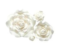 Sugar Roses - Quality Handmade Sugar Flowers For Cakes - Rose Flower Cake Toppers - Available in 4 Sizes - WHITE (3 1/2" x 1)