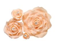 Sugar Roses -Sugar Paste Flowers With Diamante Centre - Cake Topper Decoration -Weddings - Birthdays - Anniversary **MULTI BUY PAY ONLY 1 P&P** PEACH (2 1/2" X 2)