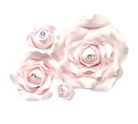 Sugar Roses -Sugar Paste Flowers With Diamante Centre - Cake Topper Decoration -Weddings - Birthdays - Anniversary **MULTI BUY PAY ONLY 1 P&P** PINK (3 1/2" x 1)