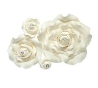 Sugar Roses -Sugar Paste Flowers With Diamante Centre - Cake Topper Decoration -Weddings - Birthdays - Anniversary **MULTI BUY PAY ONLY 1 P&P** WHITE (BUDS x 10)