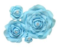Sugar Roses -Sugar Paste Flowers With Diamante Centre - Cake Topper Decoration -Weddings - Birthdays - Anniversary **MULTI BUY PAY ONLY 1 P&P** LIGHT BLUE (3 1/2" x 1)