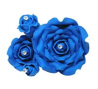 Sugar Roses -Sugar Paste Flowers With Diamante Centre - Cake Topper Decoration -Weddings - Birthdays - Anniversary **MULTI BUY PAY ONLY 1 P&P** (ROYAL BLUE, 3 1/2" X 1)