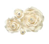 Sugar Roses -Sugar Paste Flowers With Diamante Centre - Cake Topper Decoration -Weddings - Birthdays - Anniversary **MULTI BUY PAY ONLY 1 P&P** IVORY (2 1/2" x 2)
