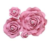 Sugar Roses -Sugar Paste Flowers With Diamante Centre - Cake Topper Decoration -Weddings - Birthdays - Anniversary **MULTI BUY PAY ONLY 1 P&P** DUSKY PINK (3 1/2" x 1)