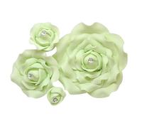 Sugar Roses -Sugar Paste Flowers With Diamante Centre - Cake Topper Decoration -Weddings - Birthdays - Anniversary **MULTI BUY PAY ONLY 1 P&P** (LIGHT GREEN, BUDS X 10)