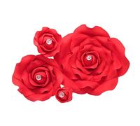 Sugar Roses -Sugar Paste Flowers With Diamante Centre - Cake Topper Decoration -Weddings - Birthdays - Anniversary **MULTI BUY PAY ONLY 1 P&P** RED (BUDS x 10)