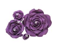 Sugar Roses -Sugar Paste Flowers With Diamante Centre - Cake Topper Decoration -Weddings - Birthdays - Anniversary **MULTI BUY PAY ONLY 1 P&P** PURPLE (3 1/2" x 1)