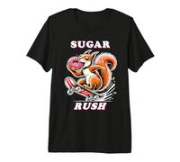 Sugar Rush - Skateboard Divertente con Scoiattolo e Ciambella Maglietta Premium