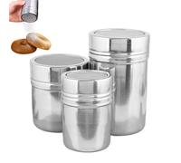 Sugar Shaker, Stainless Steel Sifter, 2,56 x 4,25 Inches, Mesh Tool Set, Baking Dusting Dispenser, 3 Pezzi Kitchen Shaker for Bakery, Cafe, Ristorante, Food Truck, Home, Picnic, Dessert Prep, Cooking