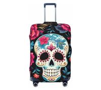 Sugar Skeleton - Copertura per valigia, con teschio del giorno dei morti, copertura elastica per bagagli, antigraffio, antipolvere, adatta per bagagli da 56 a 61 cm, Multicolore, S