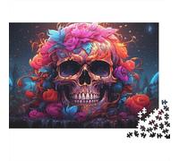 Sugar Skull-colorful Floral Design Puzzle Impossible 1000 Pezzi Floral Neon Skull Decorazione Per La Casa. Giochi Rilassamento E Intelligence Per Adulti E Bambini Da 12 Anni 70x50cm/1000pcs