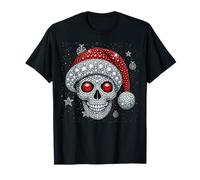 Sugar Skull con Cappello di Babbo Natale Tee Pigiama Natale Maglietta