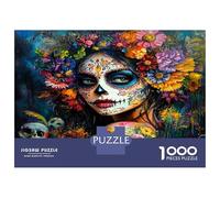 Sugar skull flower 1000 Pezzi Puzzle Per Adulti Puzzle Premium Cartone Riciclato - Sfida Educativa, Gioco in Casa, Regalo Geniale Per Bambini Principianti 70x50cm/1000pcs