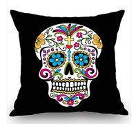 Sugar Skull Rustic Farmhouse Style Copricuscini con Cerniera Invisibile Decorativi Federa Elegante Federe De Cuscini per Giardini Soggiorno Primaverili 45X45Cm